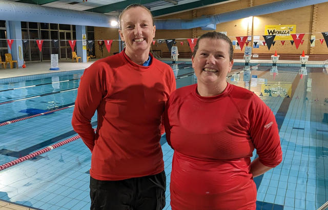 Whyalla Recreation Centre AUSTSWIM award nominees Bec Gumm and Jenna-May Jackson.