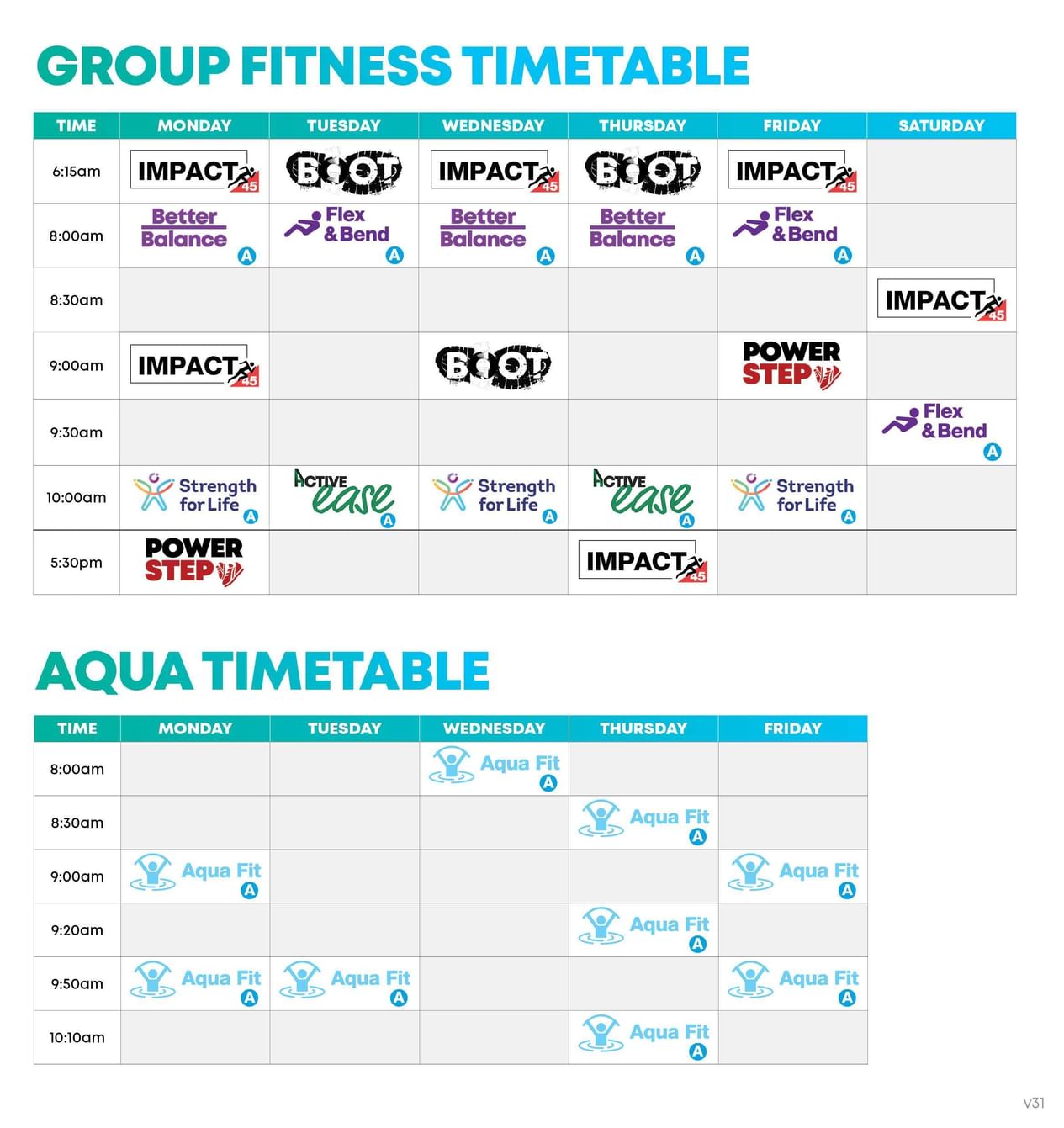 PLLC Group Fitness Timetable v31 WEB