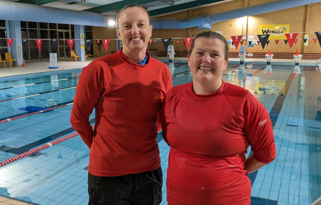 Whyalla Recreation Centre AUSTSWIM award nominees Bec Gumm and Jenna-May Jackson.