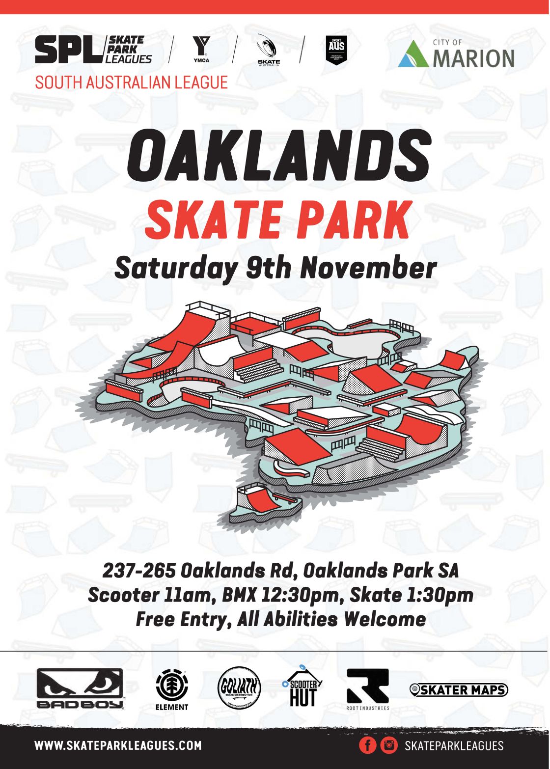 2019 SA YMCA Oaklands Skate Park Leagues Poster